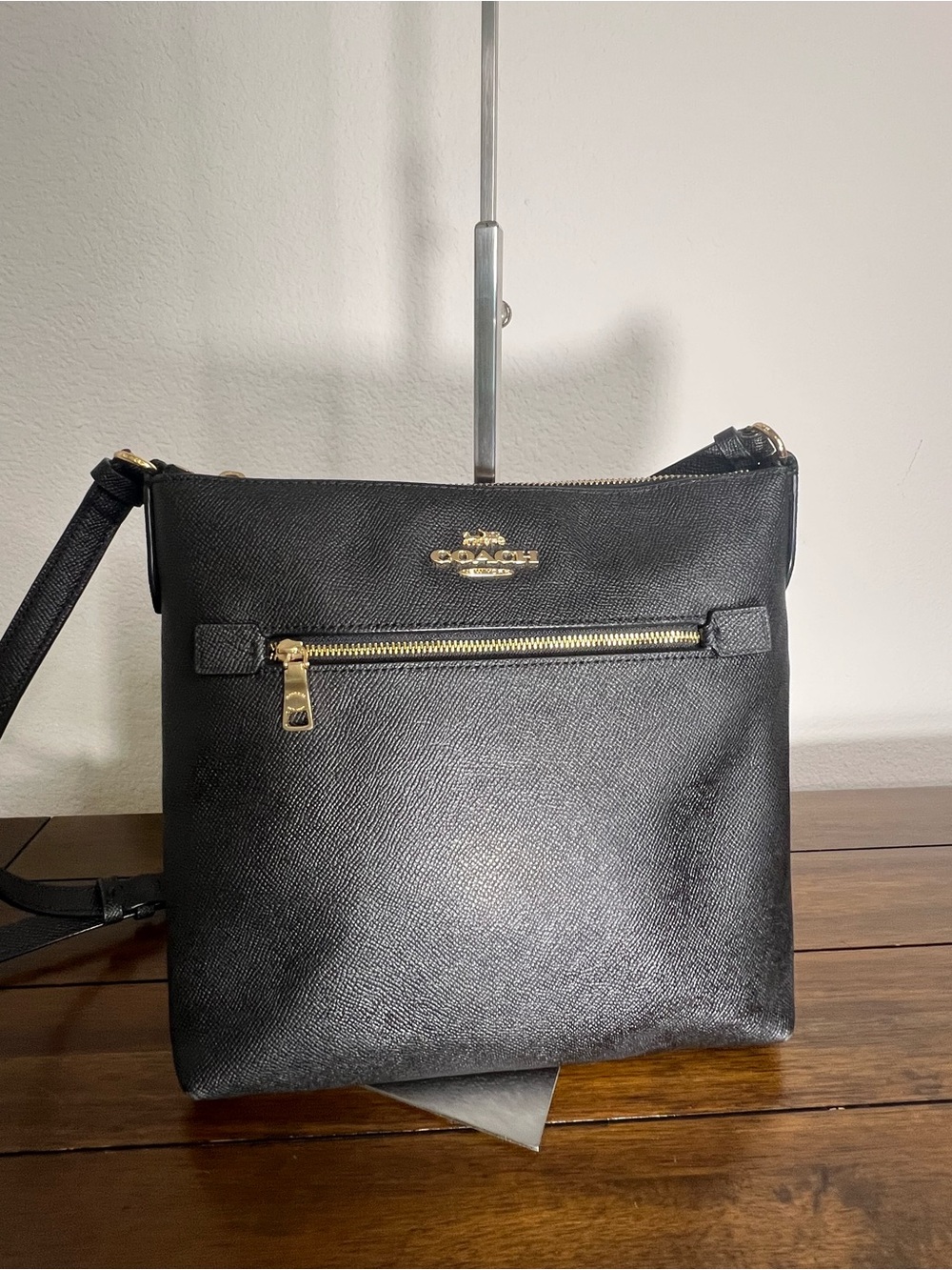 Coach Rowan File Bag in black crossgrain leather- C1556